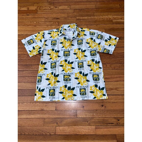 Rum Reggae Mens Hawaiian Button Down Shirt Size Large White Forman Floral NWT - Picture 1 of 6